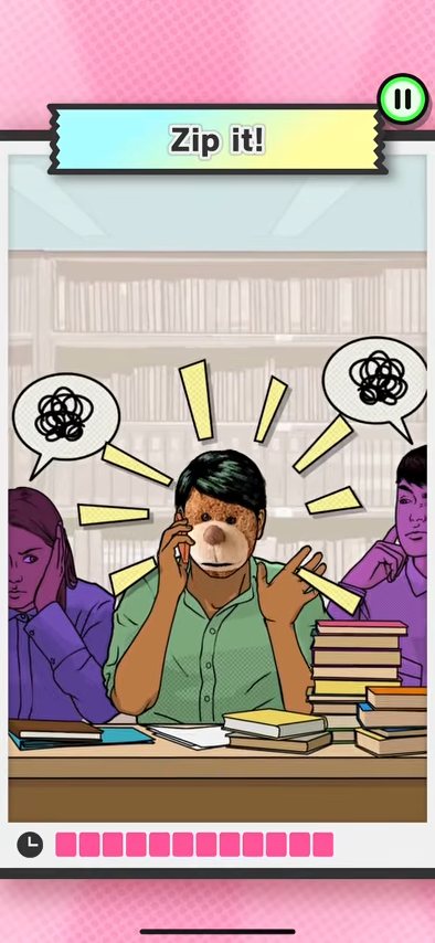Shush：把嘴上的拉链拉好，让人物安静。