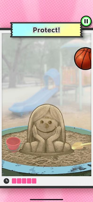 Sandpit：点掉飞来的物体，护住沙坑。