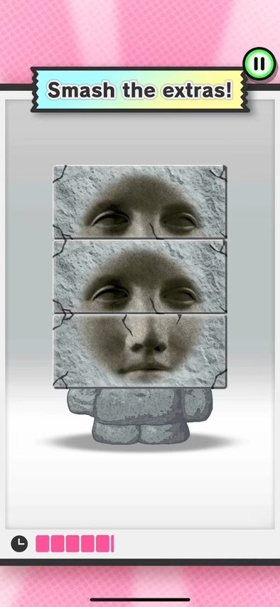 Statue：敲掉雕像中多余的分层石块，留下完整五官。
